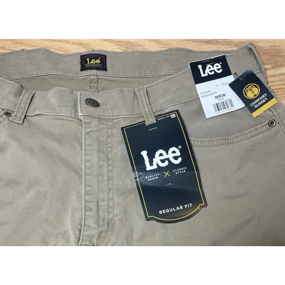 Lee Men's Cougar Regular Fit Straight Leg 5-Pocket Twill Pants Size 36x30 NEW